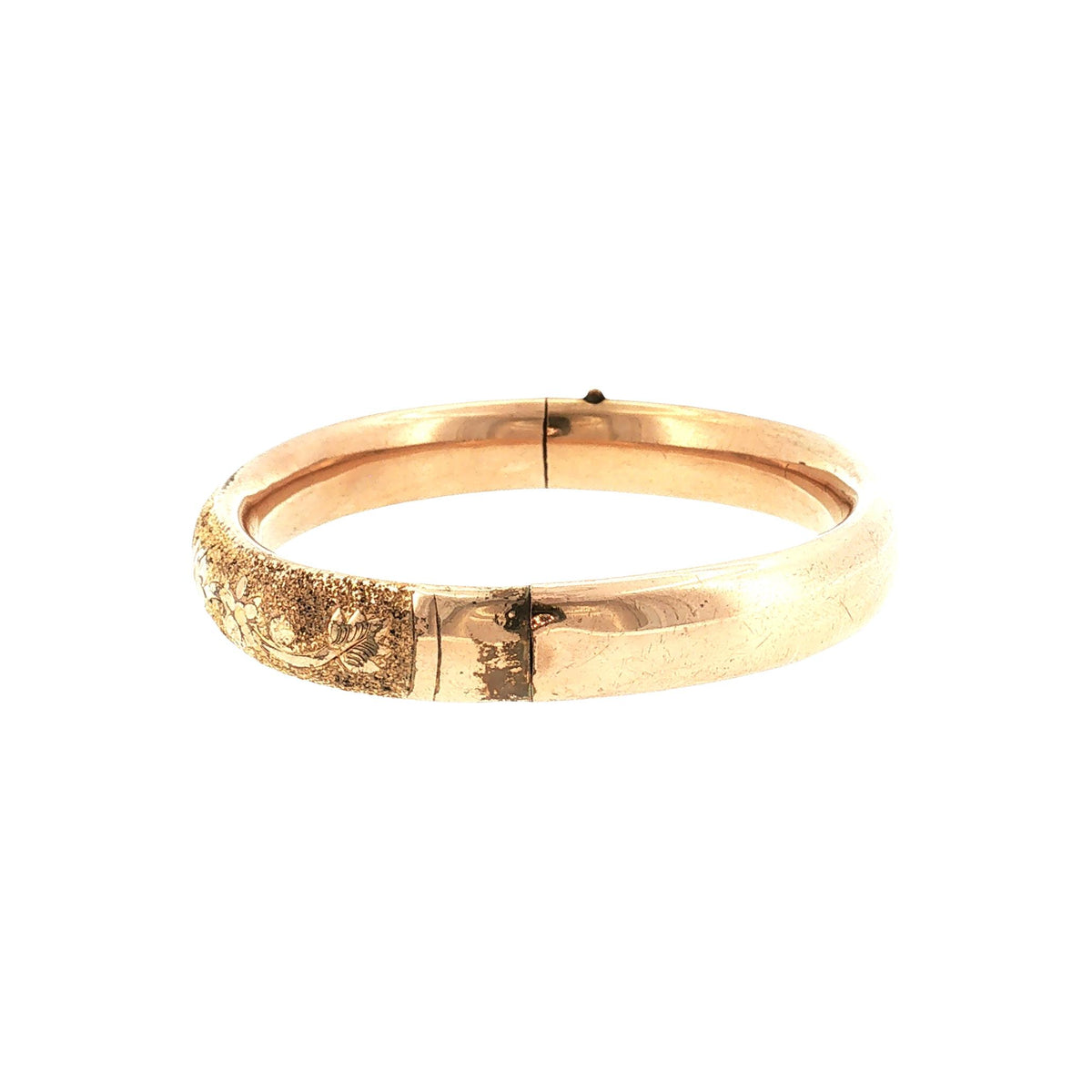 Late Victorian Yellow Gold Filled Repoussé Hinged Bracelet