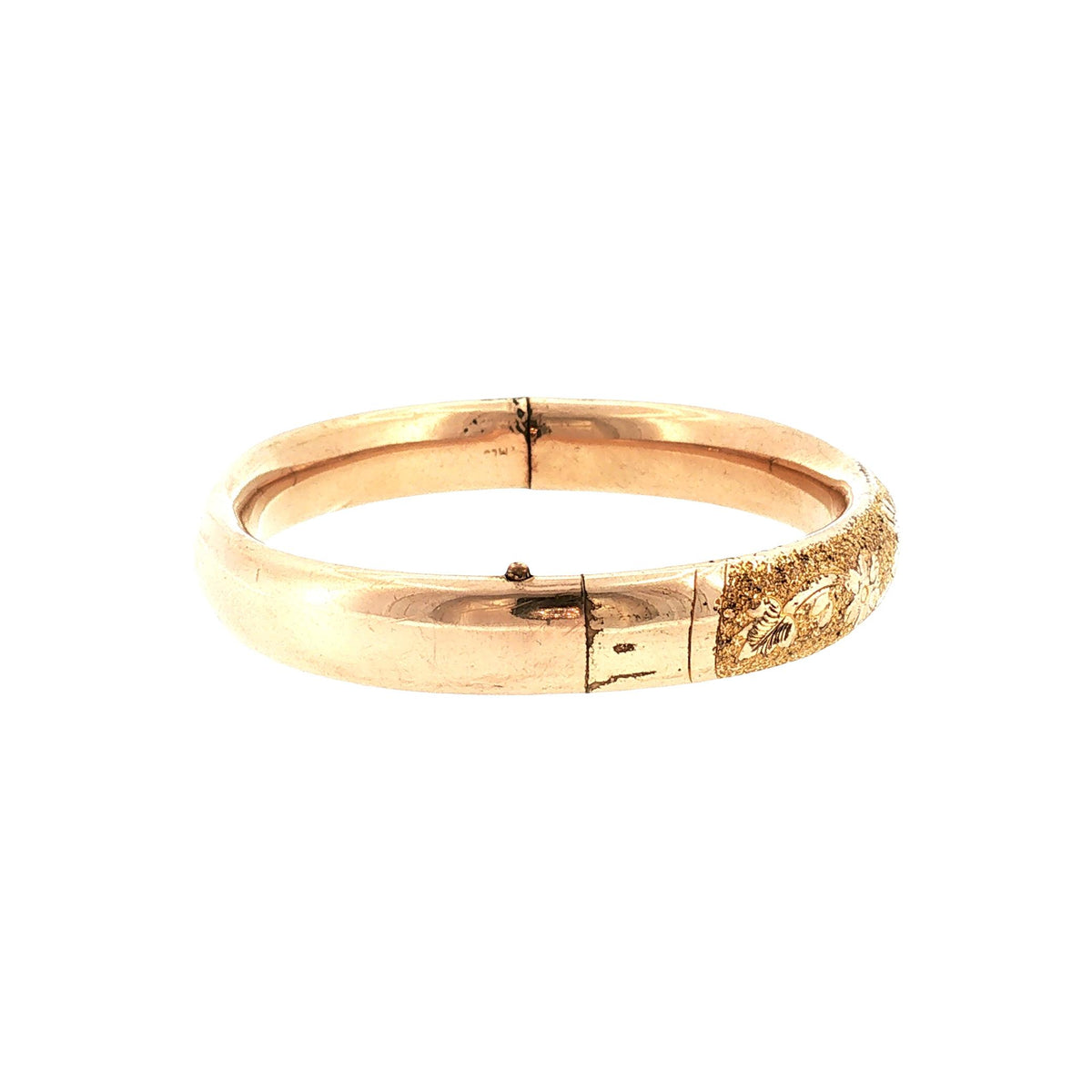 Late Victorian Yellow Gold Filled Repoussé Hinged Bracelet