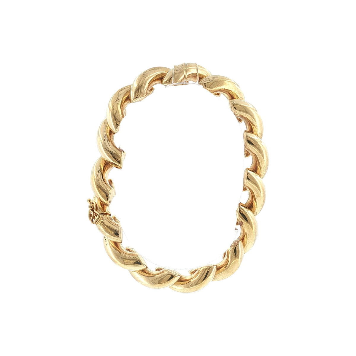 Late 20th-Century 14 Karat Yellow Gold 11.5mm Wide Macaroni Link Bracelet
