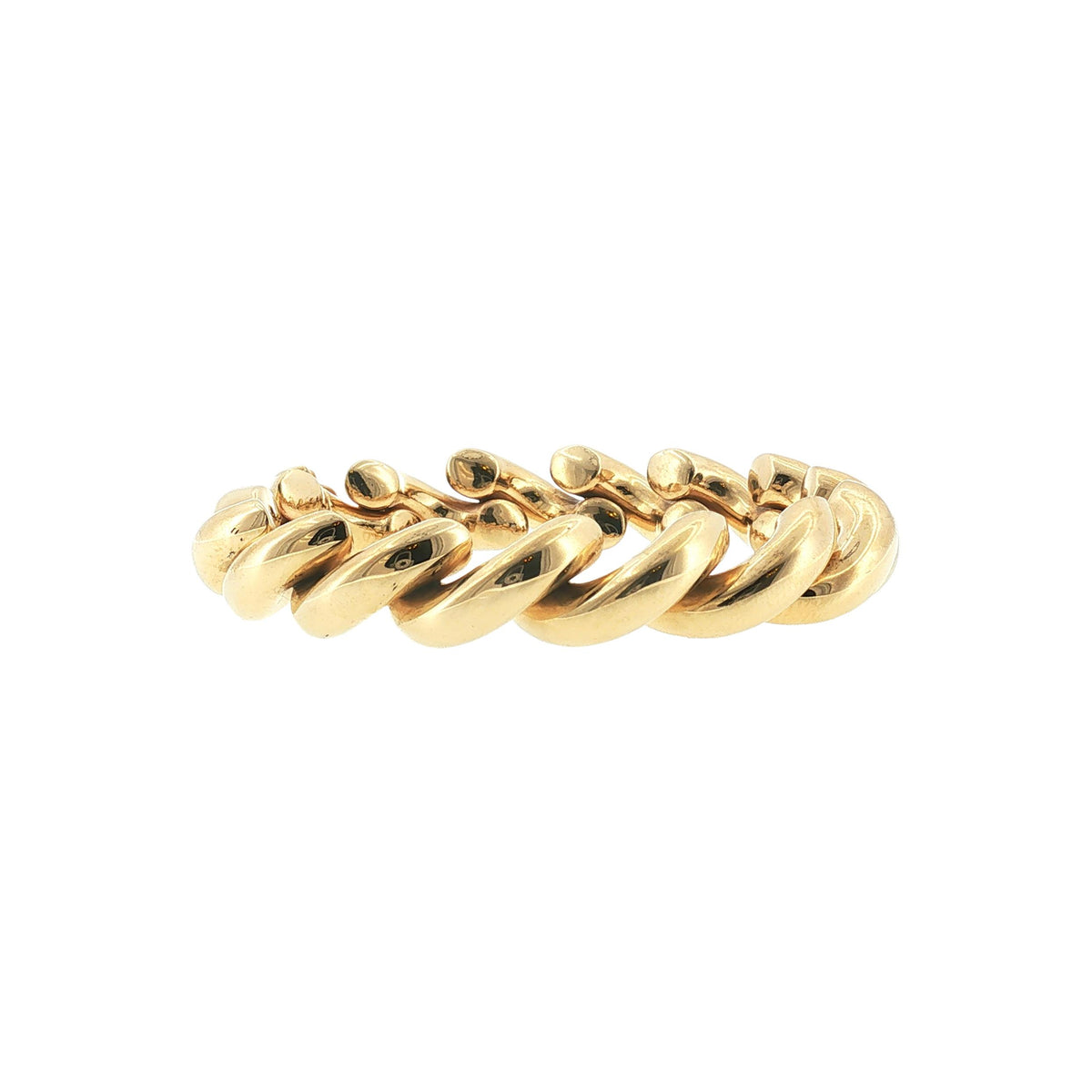 Late 20th-Century 14 Karat Yellow Gold 11.5mm Wide Macaroni Link Bracelet