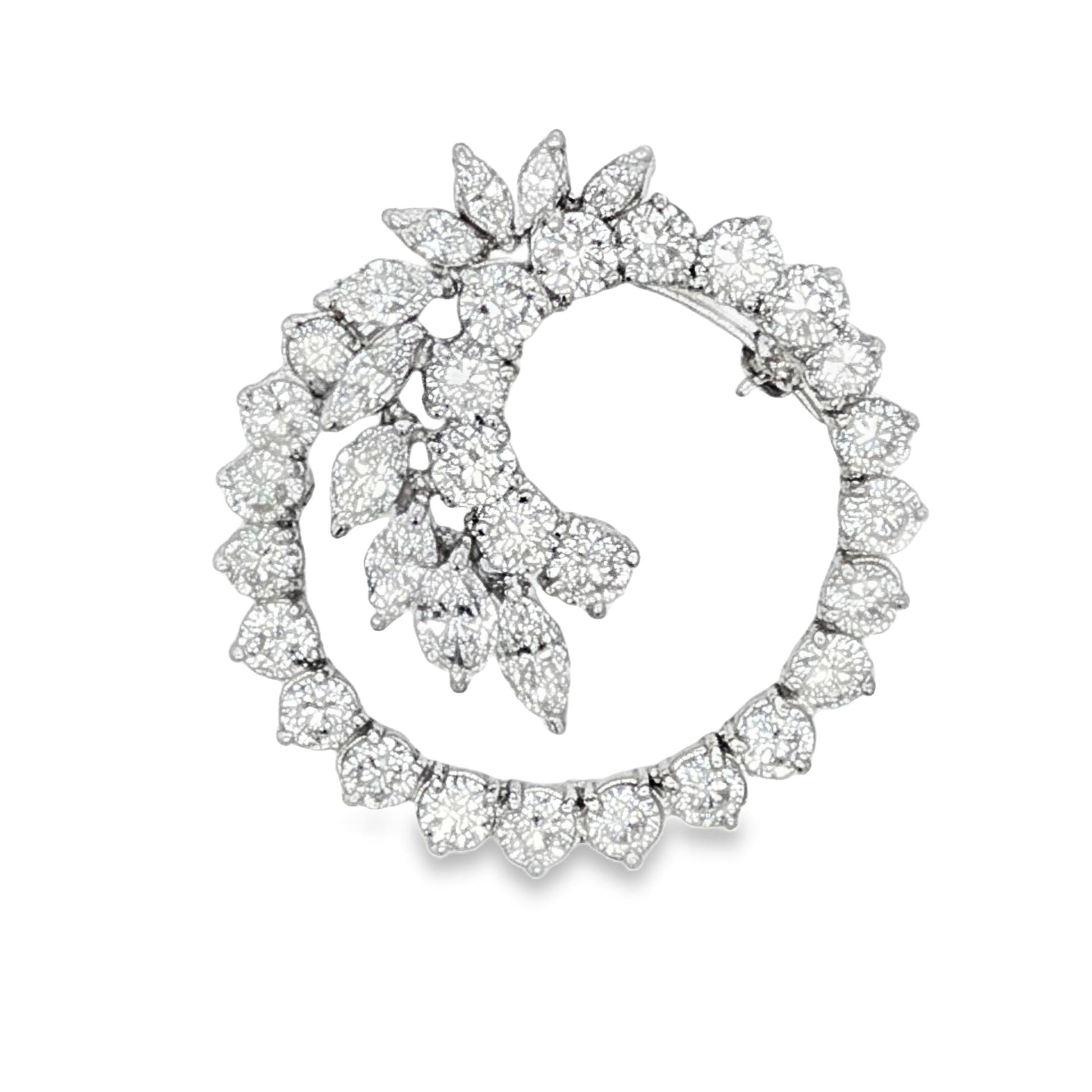Platinum mid-century natural diamond spray brooch