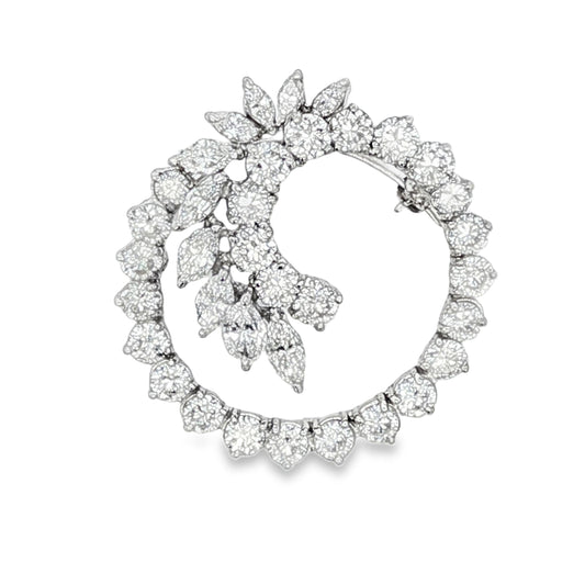 Platinum mid-century natural diamond spray brooch