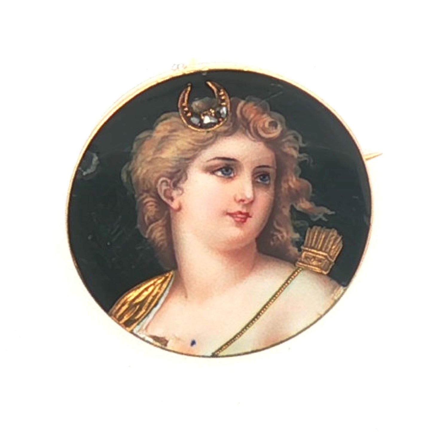 Diana the Huntress hand painted Victorian enamel pin