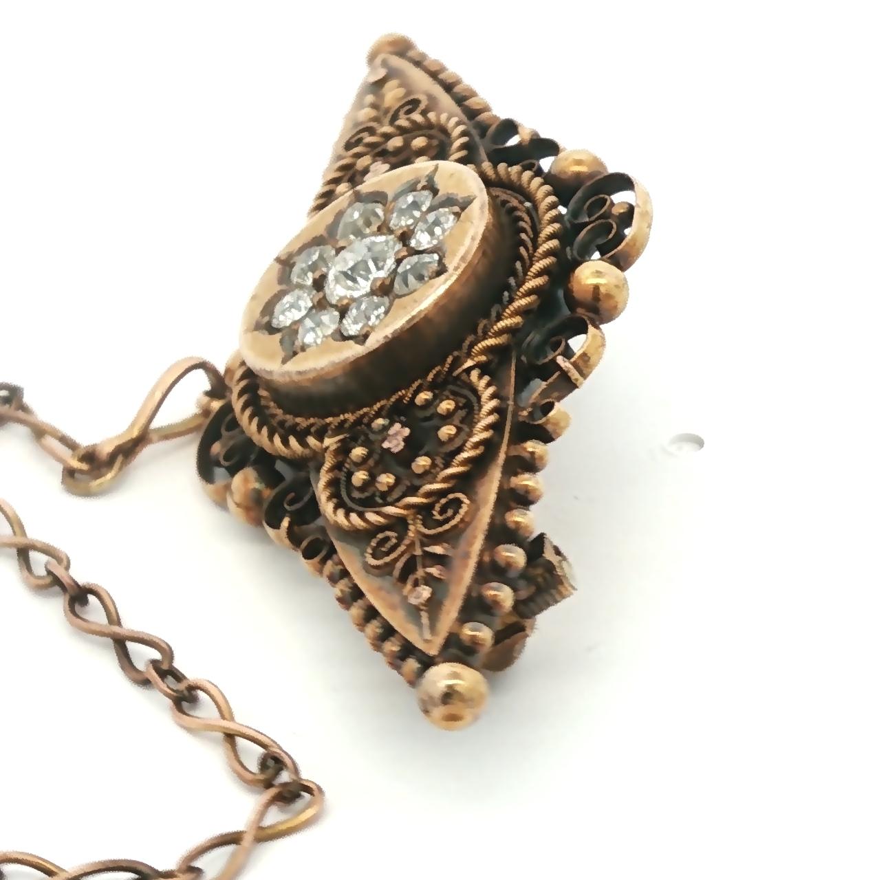 Etruscan Revival Victorian 18k Nine Old European Cut Diamond Pin