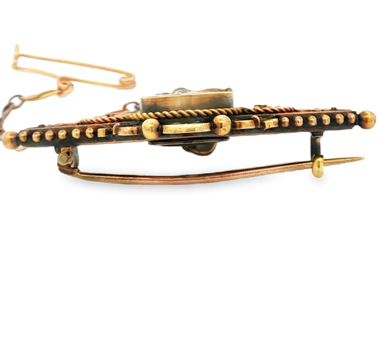 Etruscan Revival Victorian 18k Nine Old European Cut Diamond Pin