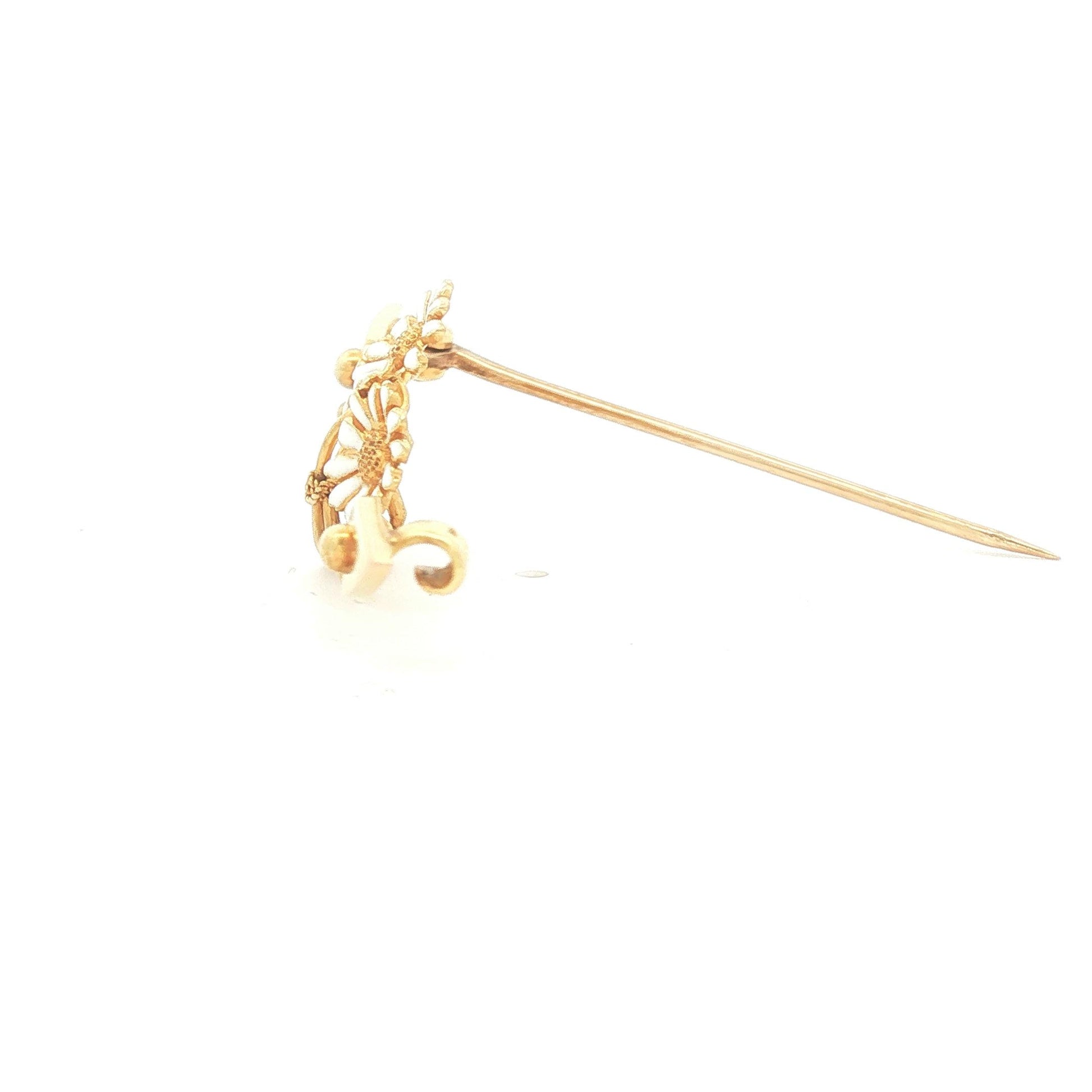 Art Nouveau Krementz Daisy Pin in 14k yellow gold