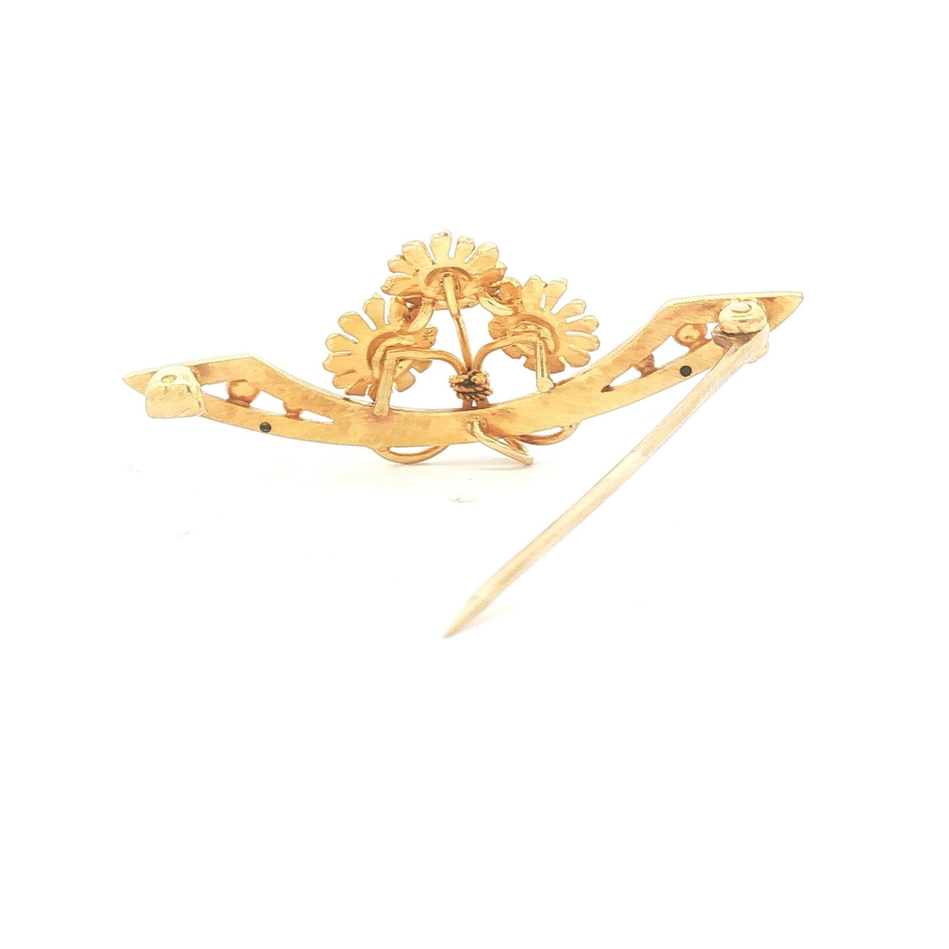 Art Nouveau Krementz Daisy Pin in 14k yellow gold