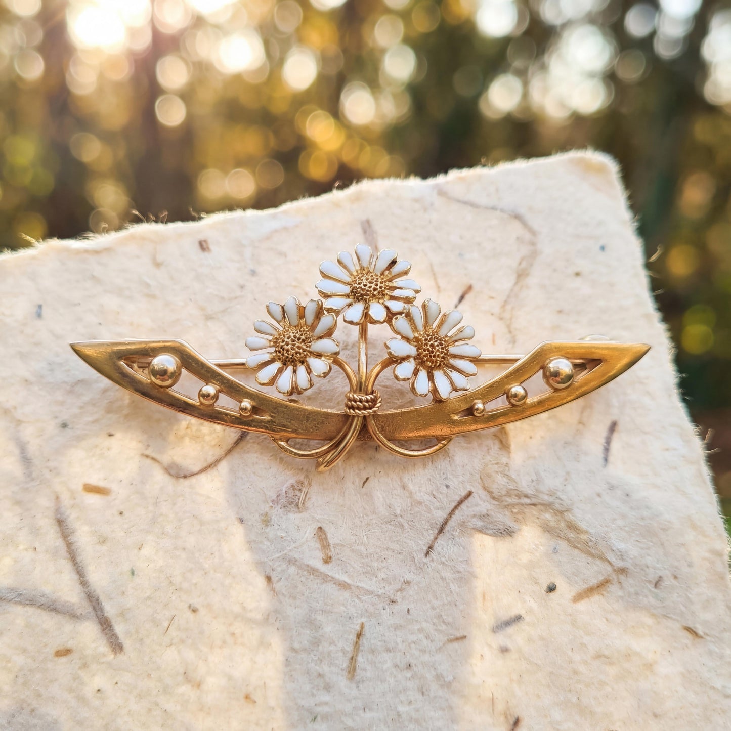 Art Nouveau Krementz Daisy Pin in 14k yellow gold
