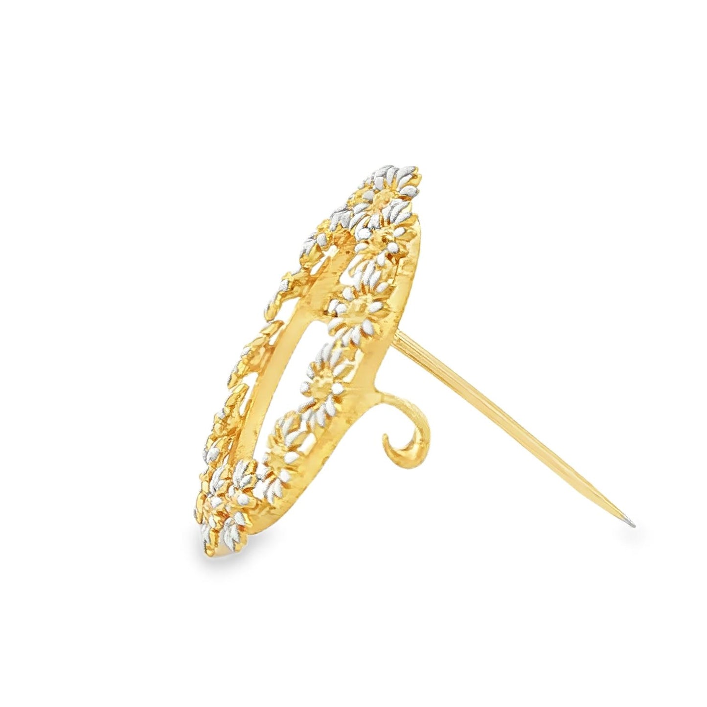 Mid Century 14k yellow gold Daisy Circle Pin