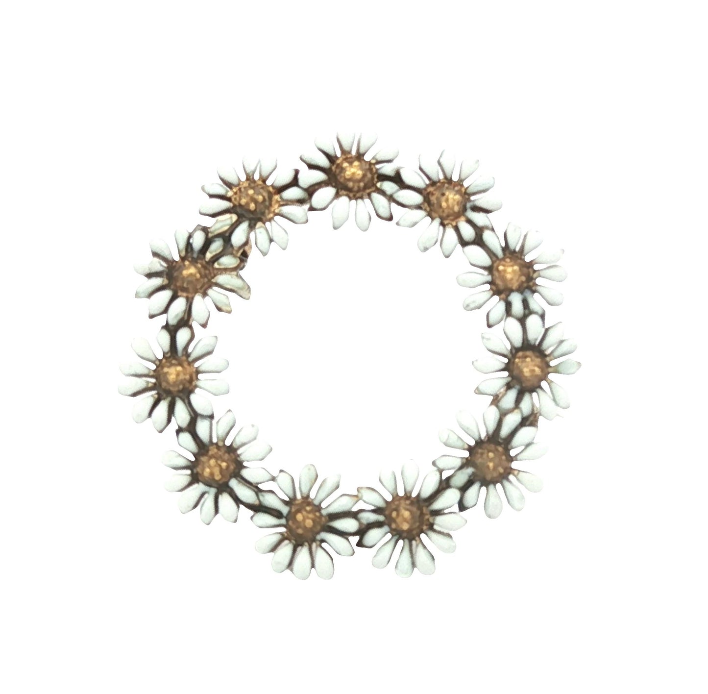 Vintage mid-century 14k yellow gold Daisy Circle Pin