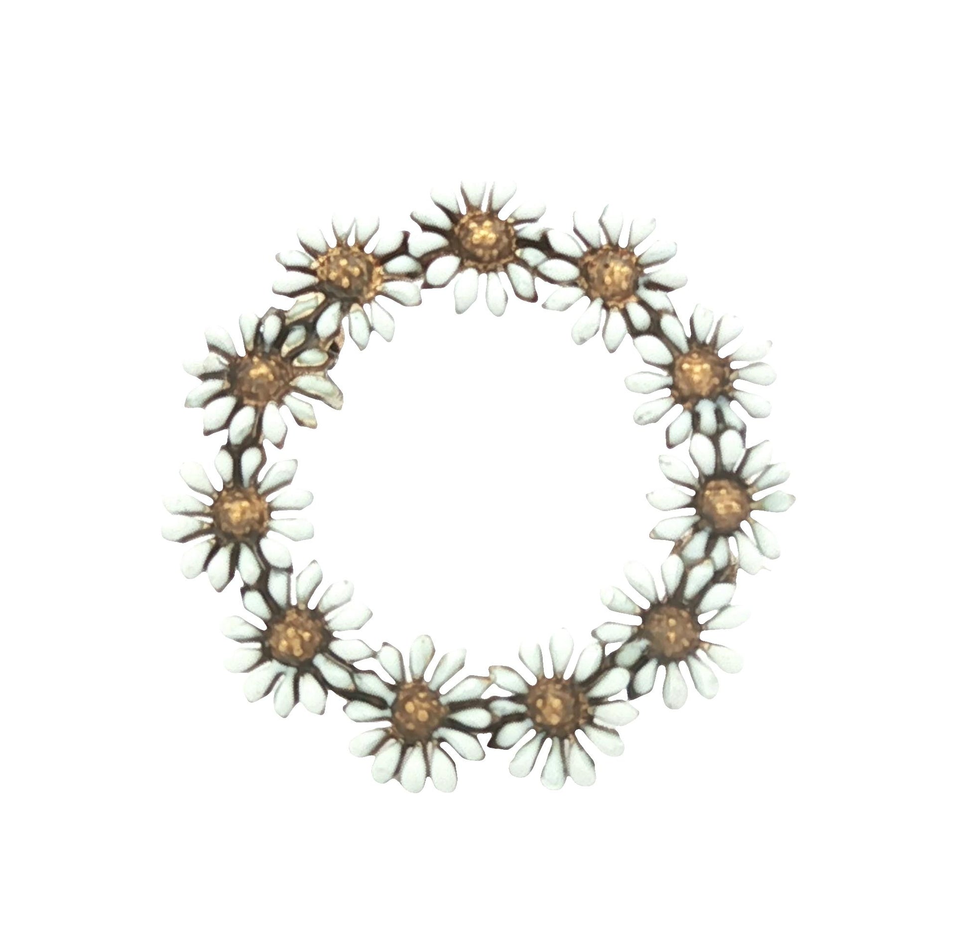 Vintage mid-century 14k yellow gold Daisy Circle Pin