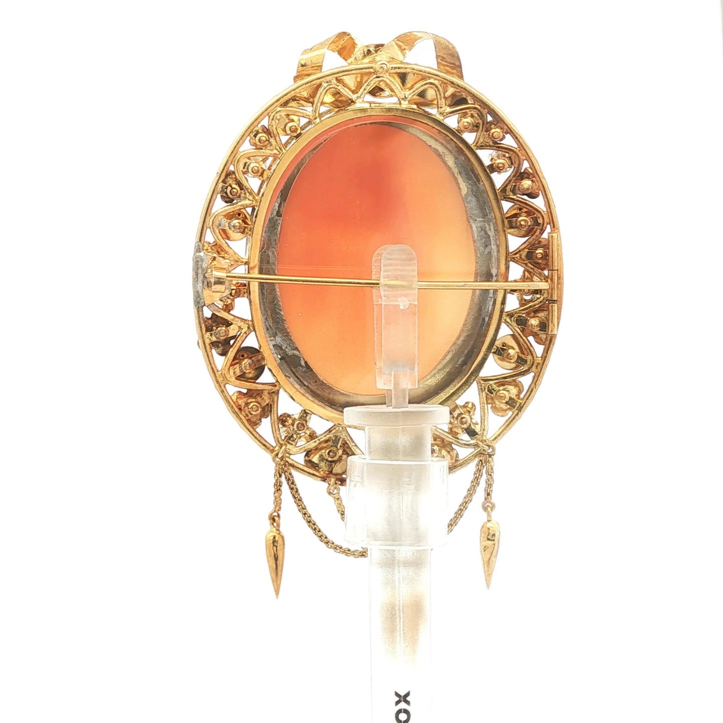 Vintage Goddess and Cherub Cameo with Diamonds, Enamel and Seed Pearls Pin