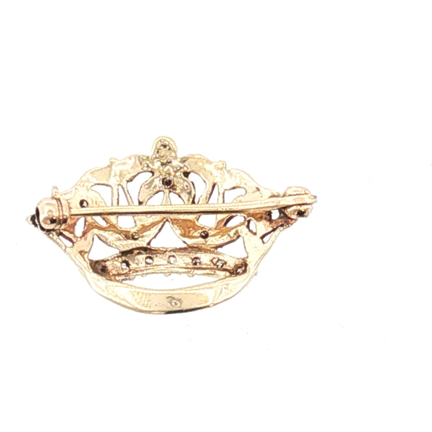 Mid Century 14k Yellow Gold Natural Diamond Crown Pin