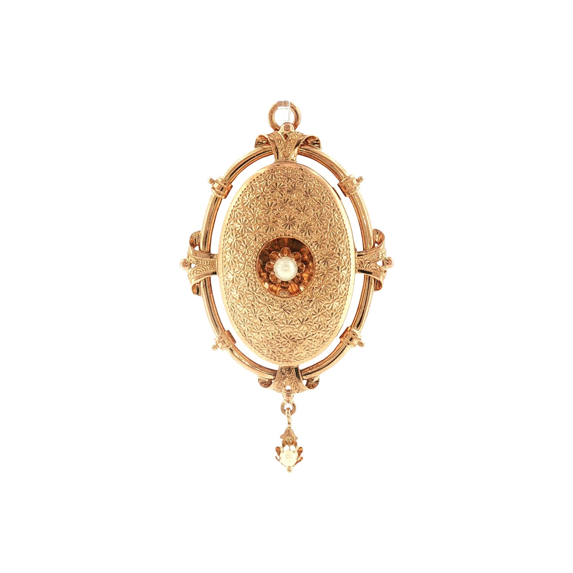 13k Yellow Gold Victorian Multipurpose Pin, Pendant and Locket
