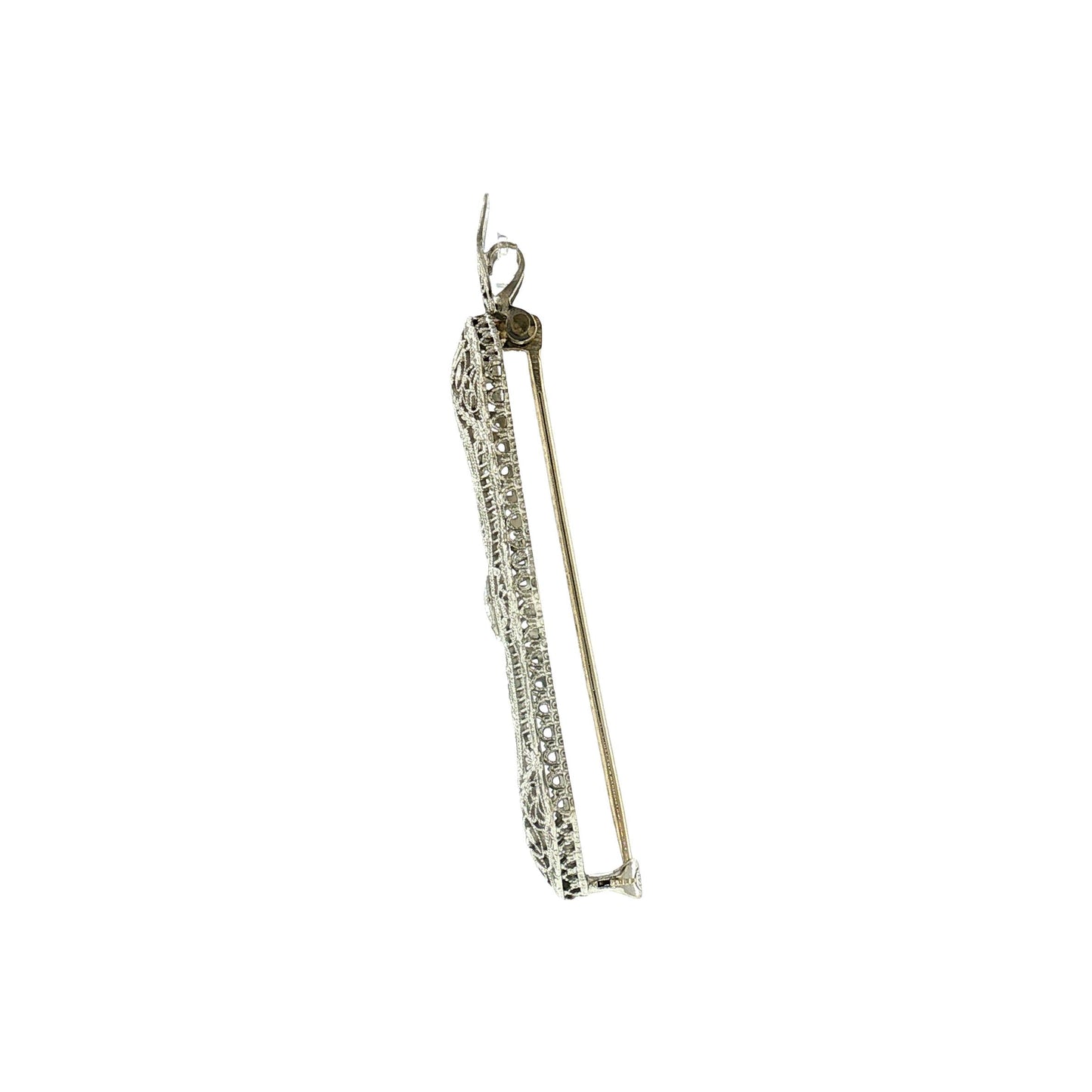 1930's Platinum and 14k White Gold Diamond Filigree Pin/ Pendant