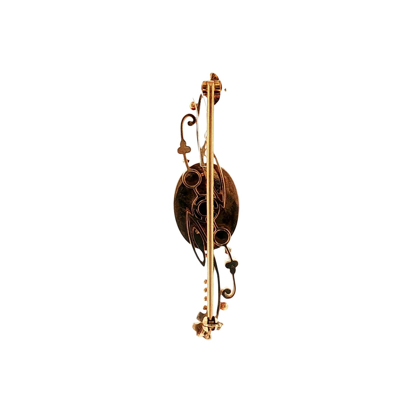 Victorian 14k Rose Gold Almandine Garnet Carbuncle Curved Bar Pin