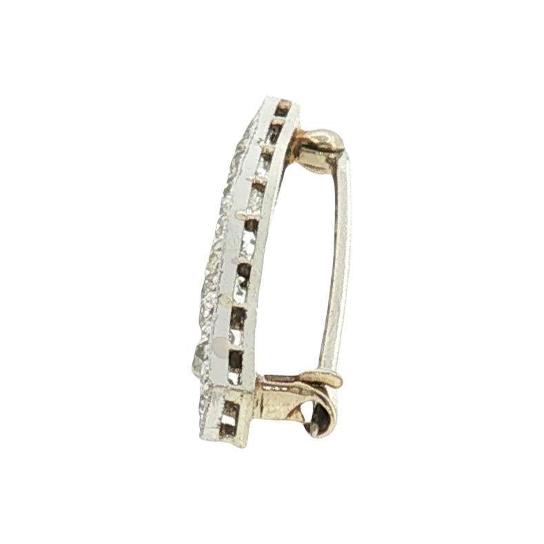 Edwardian Platinum 14 Old Mine Cut Diamond Bar Brooch