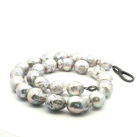 Baroque South Sea iridescent gray cultured pearl necklace