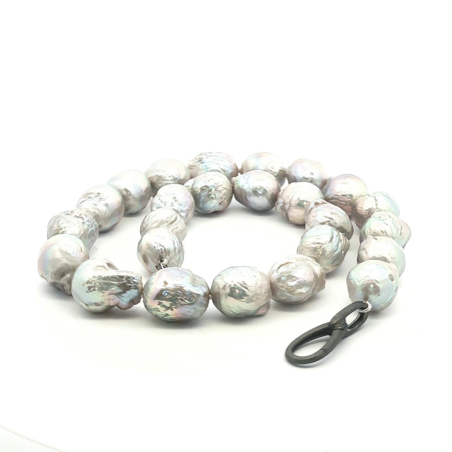 Baroque South Sea iridescent gray cultured pearl necklace