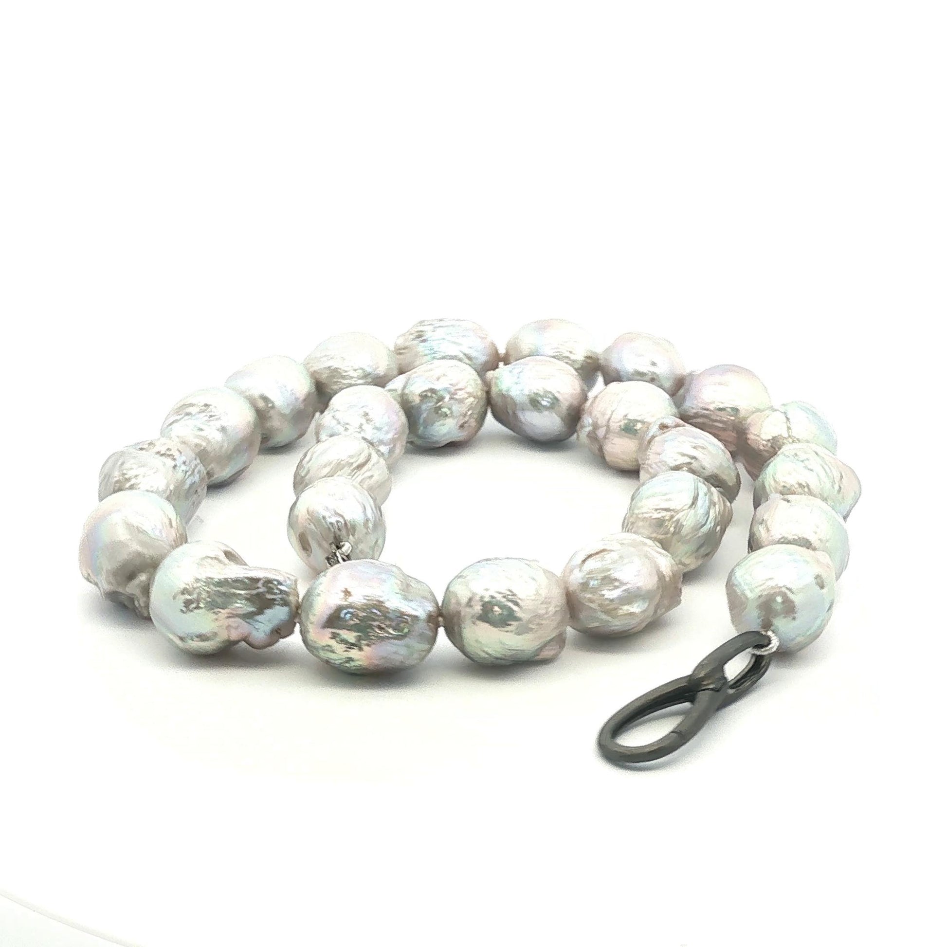 Baroque South Sea iridescent gray cultured pearl necklace