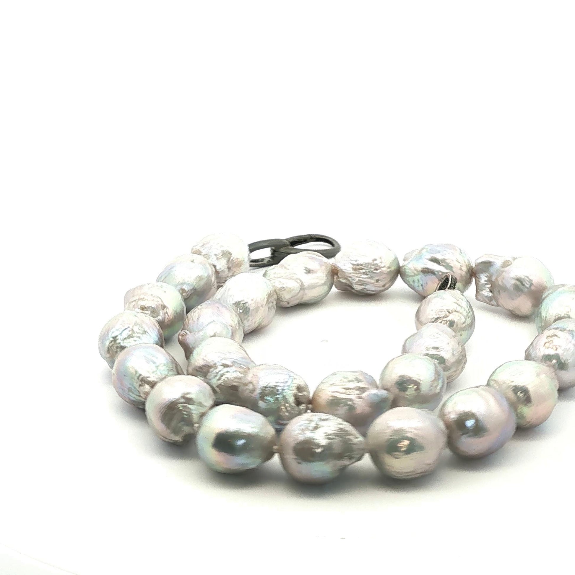 Baroque South Sea iridescent gray cultured pearl necklace