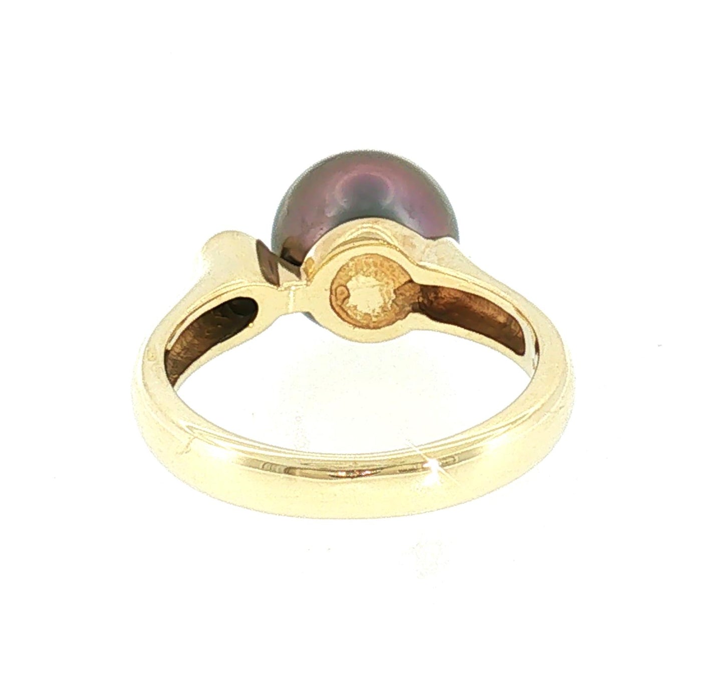 Late 20th Century 9.6mm Tahitian Cultured Pearl and Diamond Ring