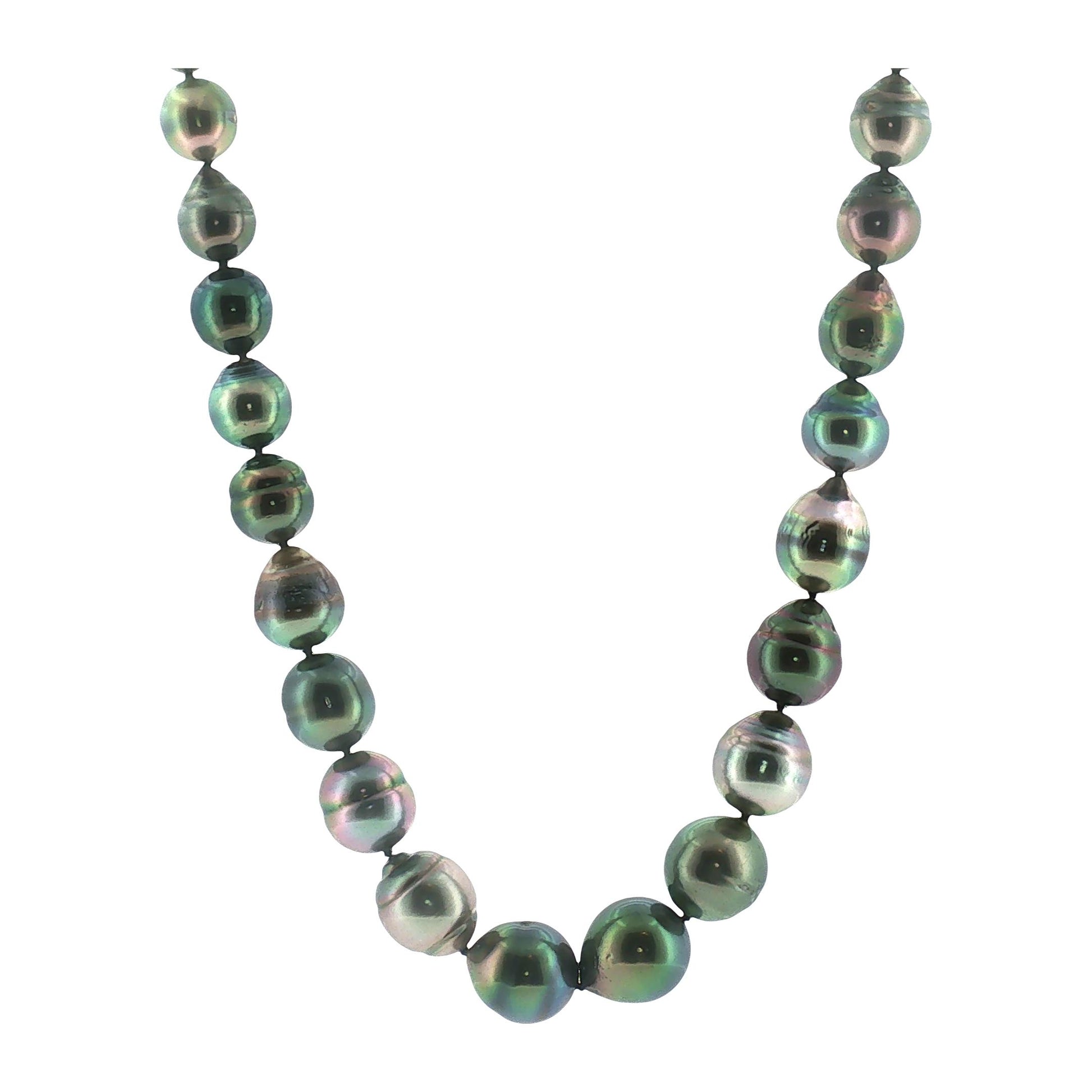 Late 20th-Century 14k White Gold Baroque Tahitian Cultured Pearl Necklace