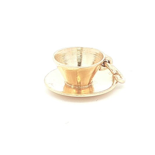Vintage 14k yellow gold Tea Cup and Saucer Charm