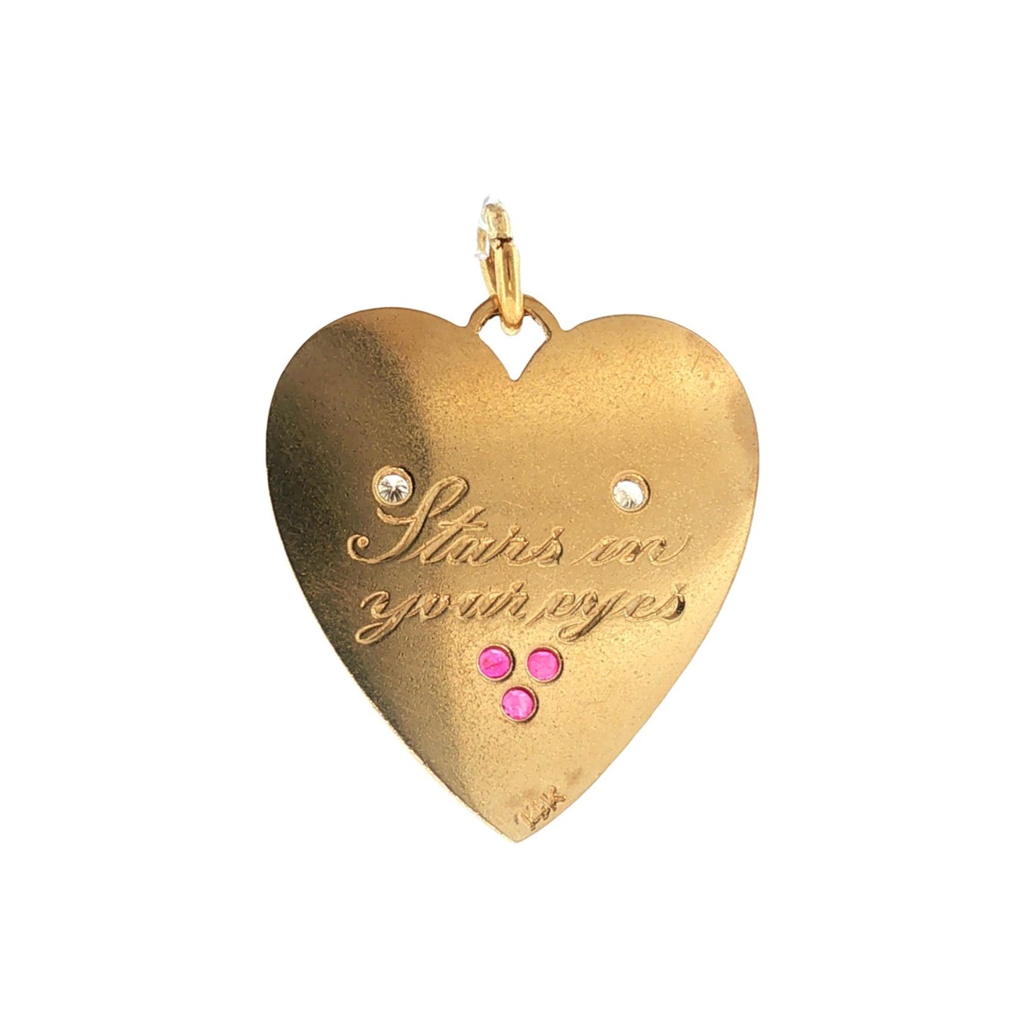 1940s 14k Yellow Gold Ruby and Diamond Heart Charm
