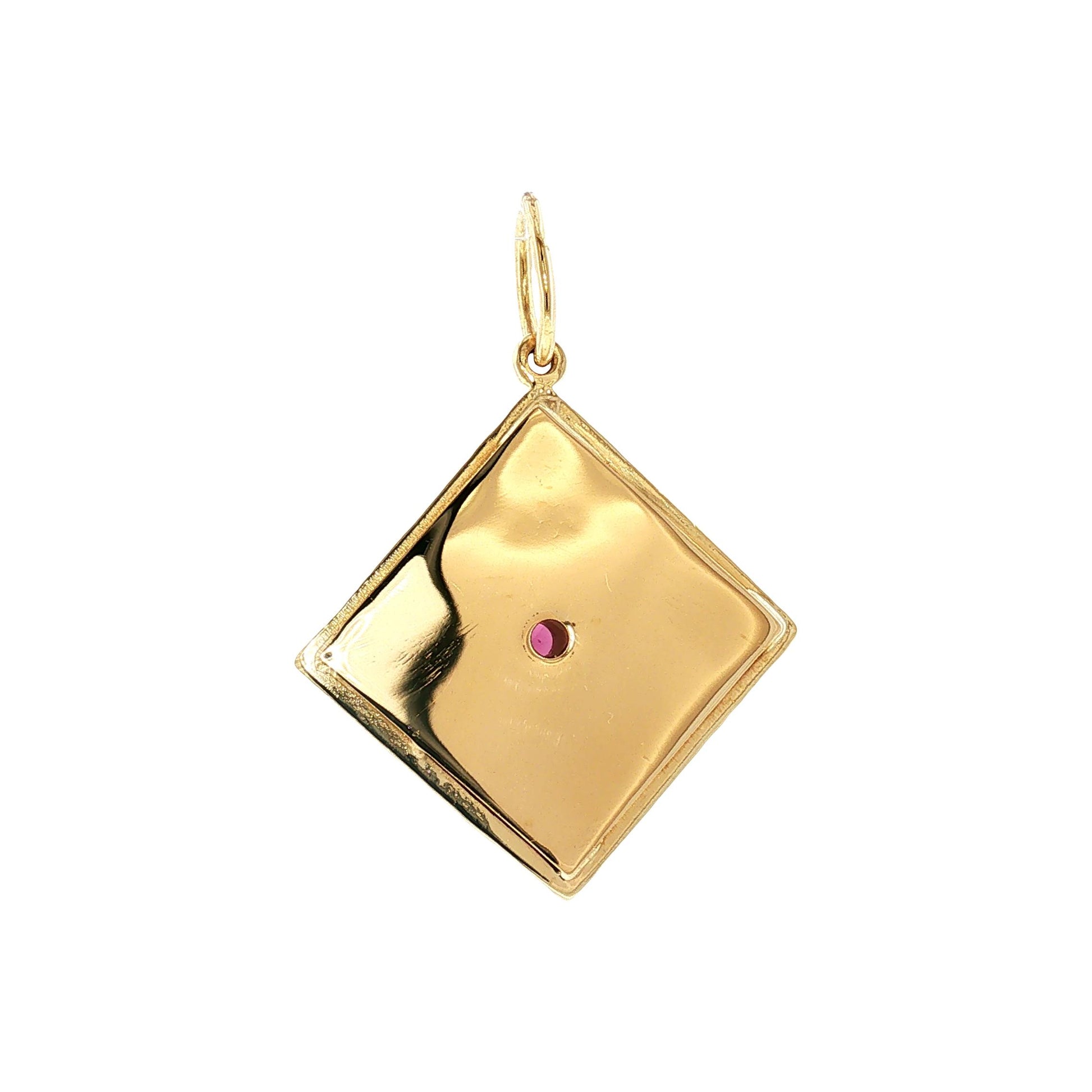 Mid-Century 14k yellow Gold Amethyst and Cultured Pearl Charm