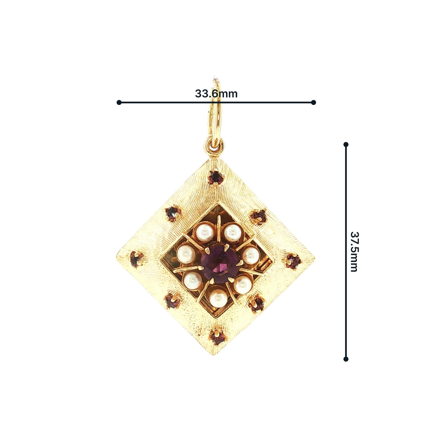 Mid-Century 14k yellow Gold Amethyst and Cultured Pearl Charm