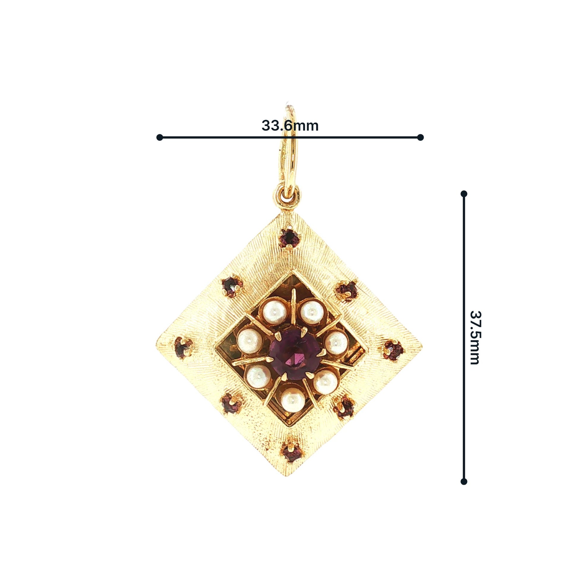Mid-Century 14k yellow Gold Amethyst and Cultured Pearl Charm