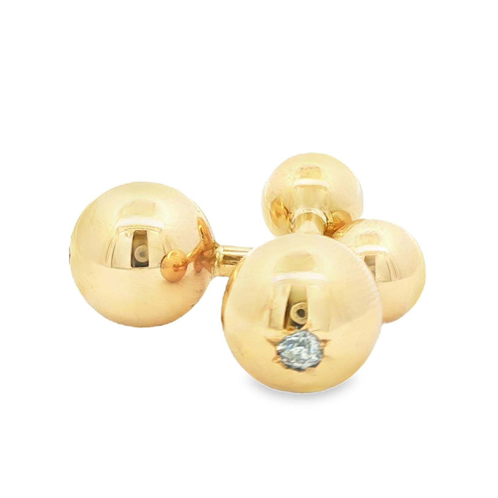 14k yellow gold vintage dumb bell style diamond cufflinks