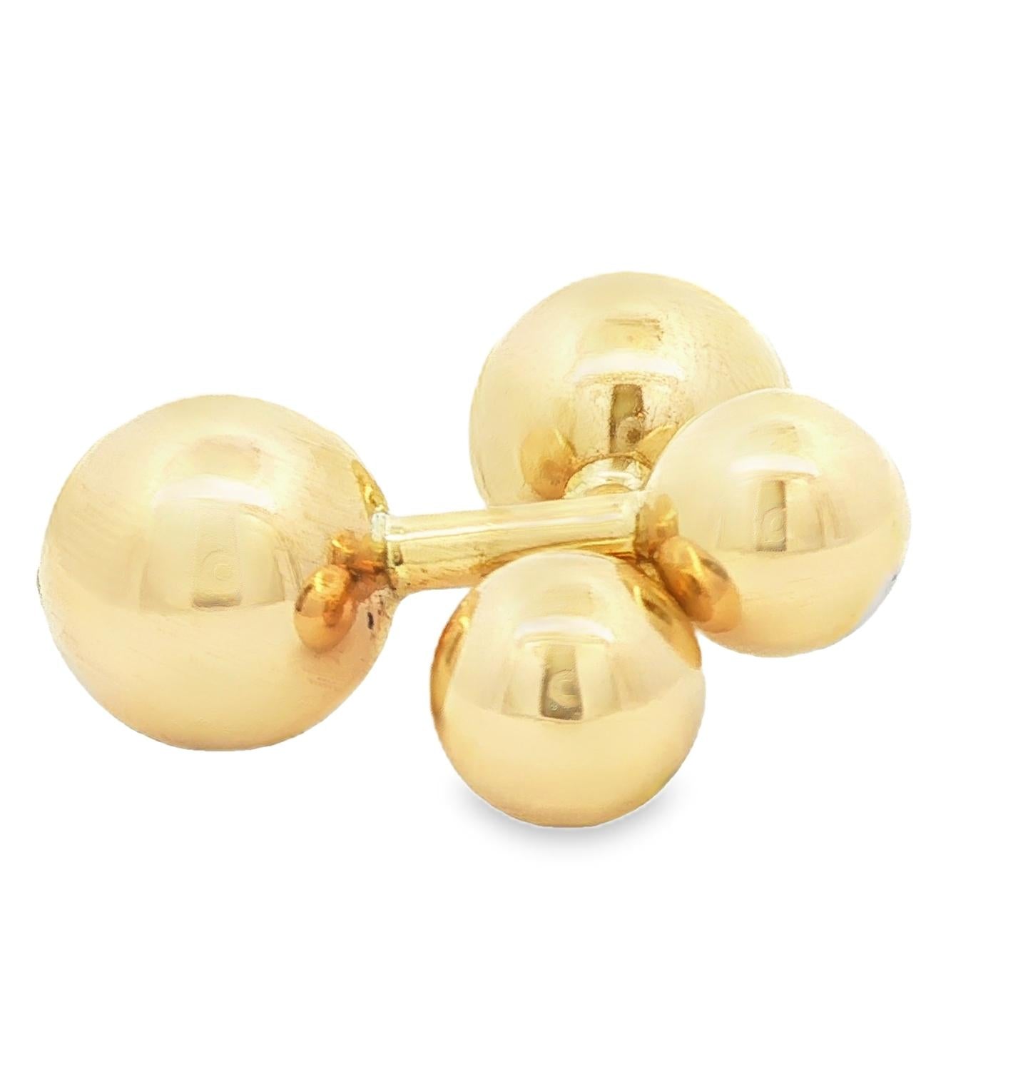 14k yellow gold vintage dumb bell style diamond cufflinks