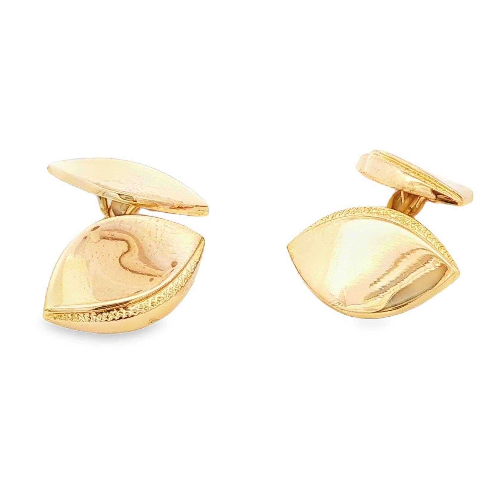 Mid Century 18k yellow Football Shaped Two Sided Cufflinks
