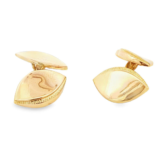 Mid Century 18k yellow Football Shaped Two Sided Cufflinks