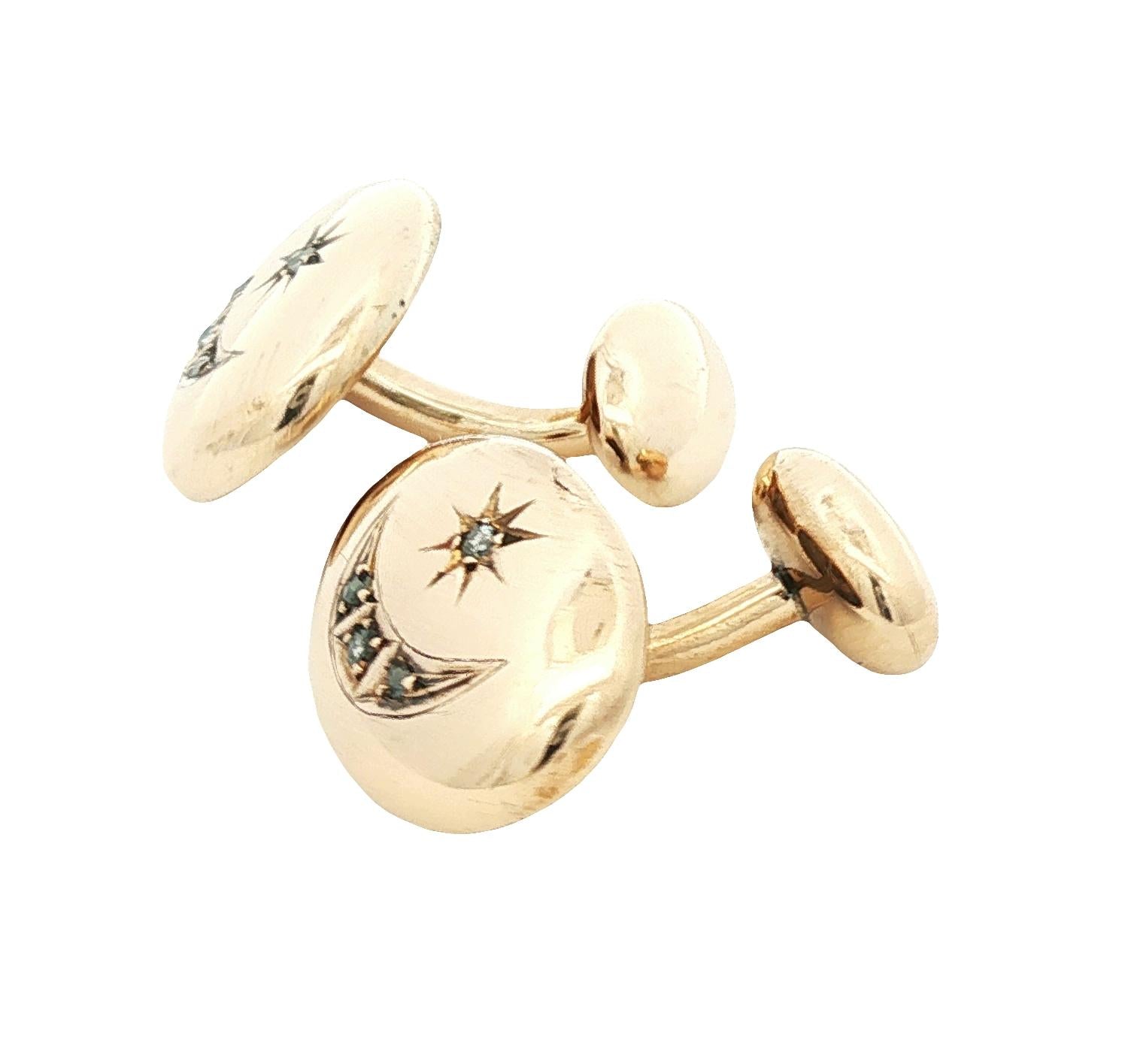 Victorian 9 karat Star and Moon Rose Cut Diamond Cufflinks