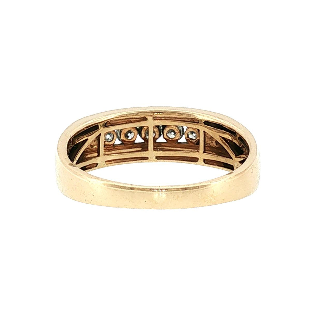 Late 20th-Century 14 Karat Two Tone 5 Diamond Men's Wedding Ring