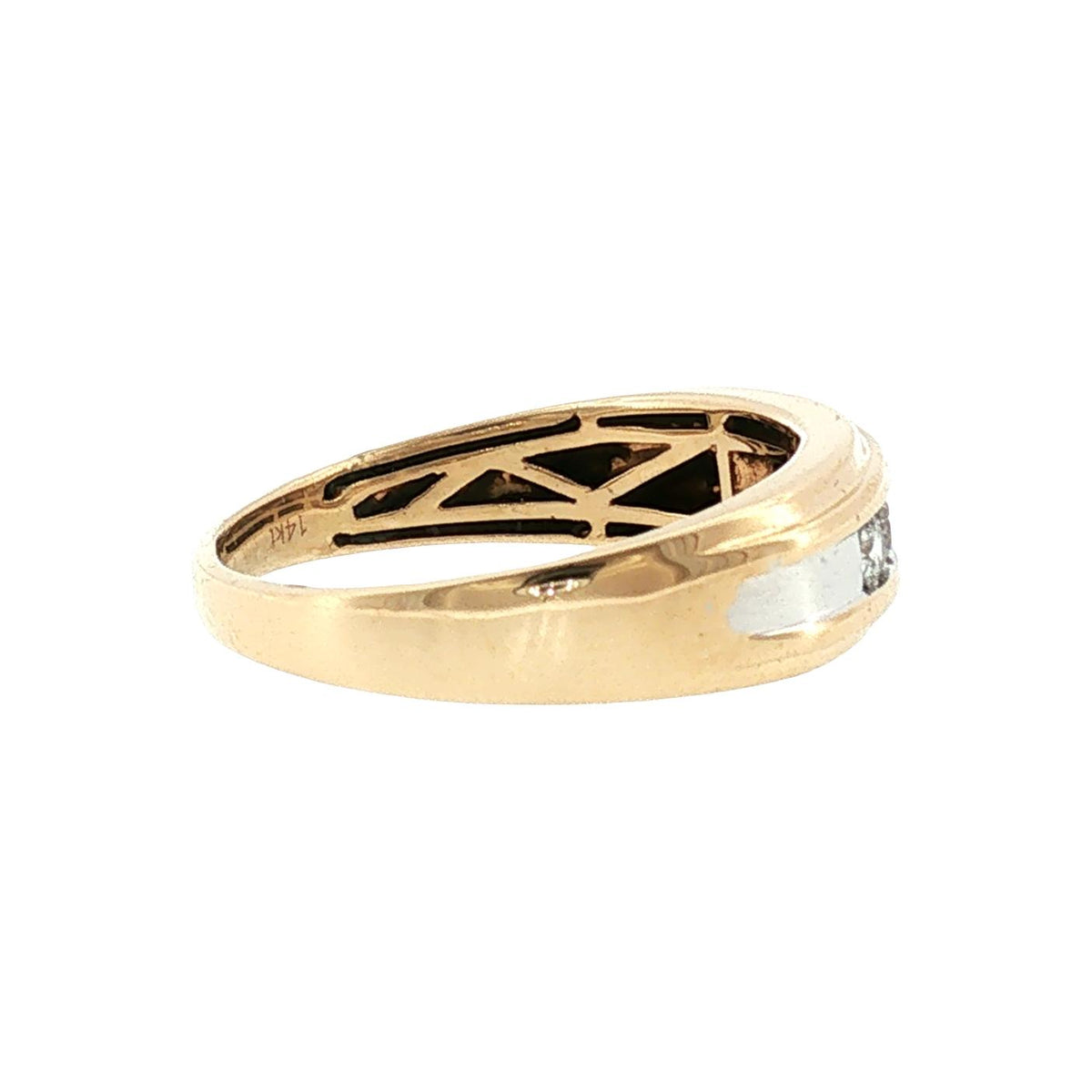 Late 20th-Century 14 Karat Two Tone 5 Diamond Men's Wedding Ring