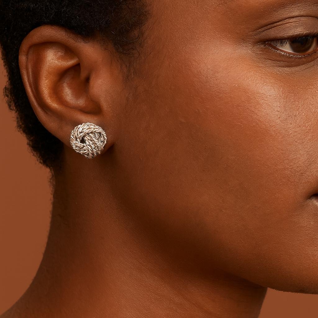 Sterling Tiffany and Co. Twisted Wire Knot Earrings Style #60143695