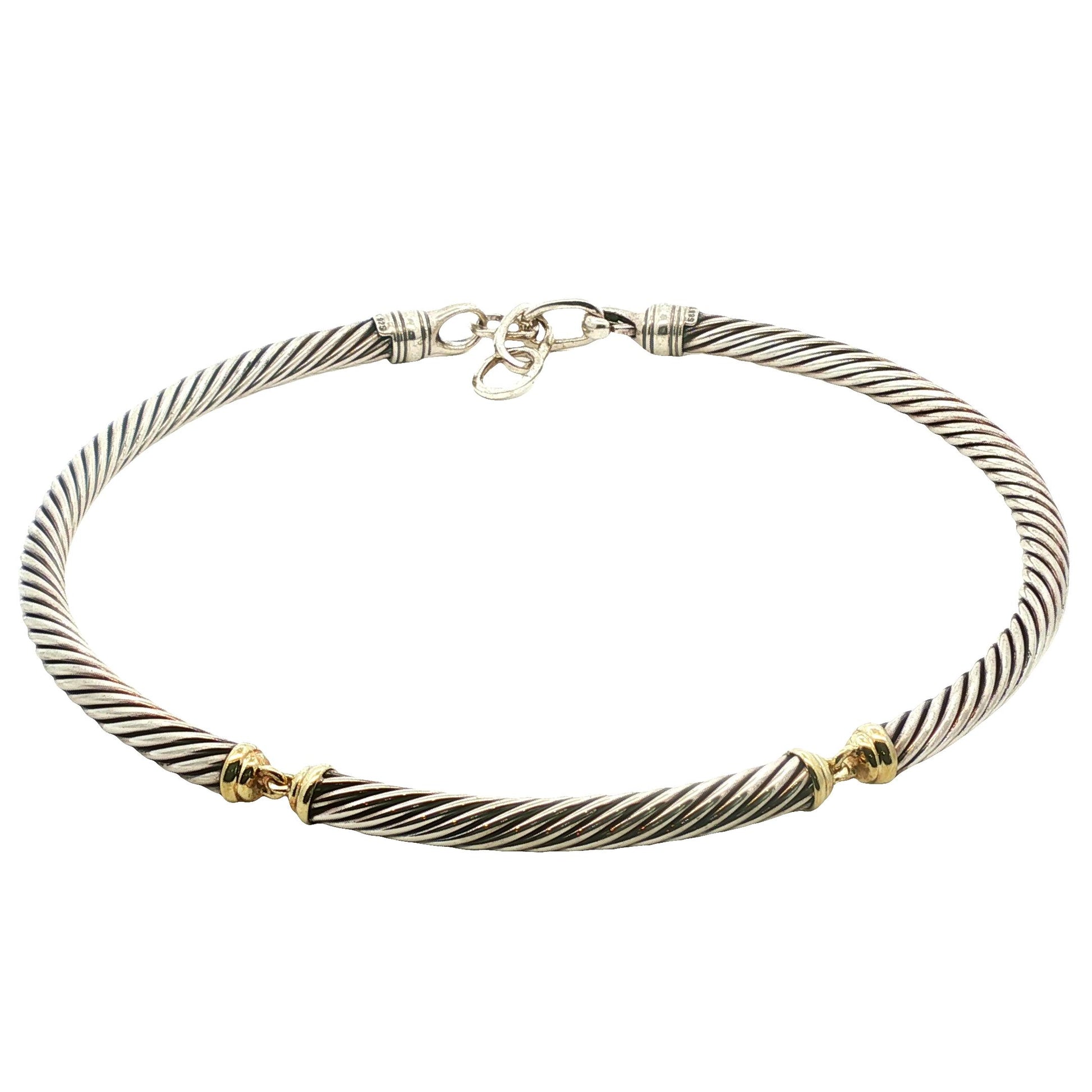 Vintage David Yurman 7mm 16" Sterling and 14k Cable Necklace