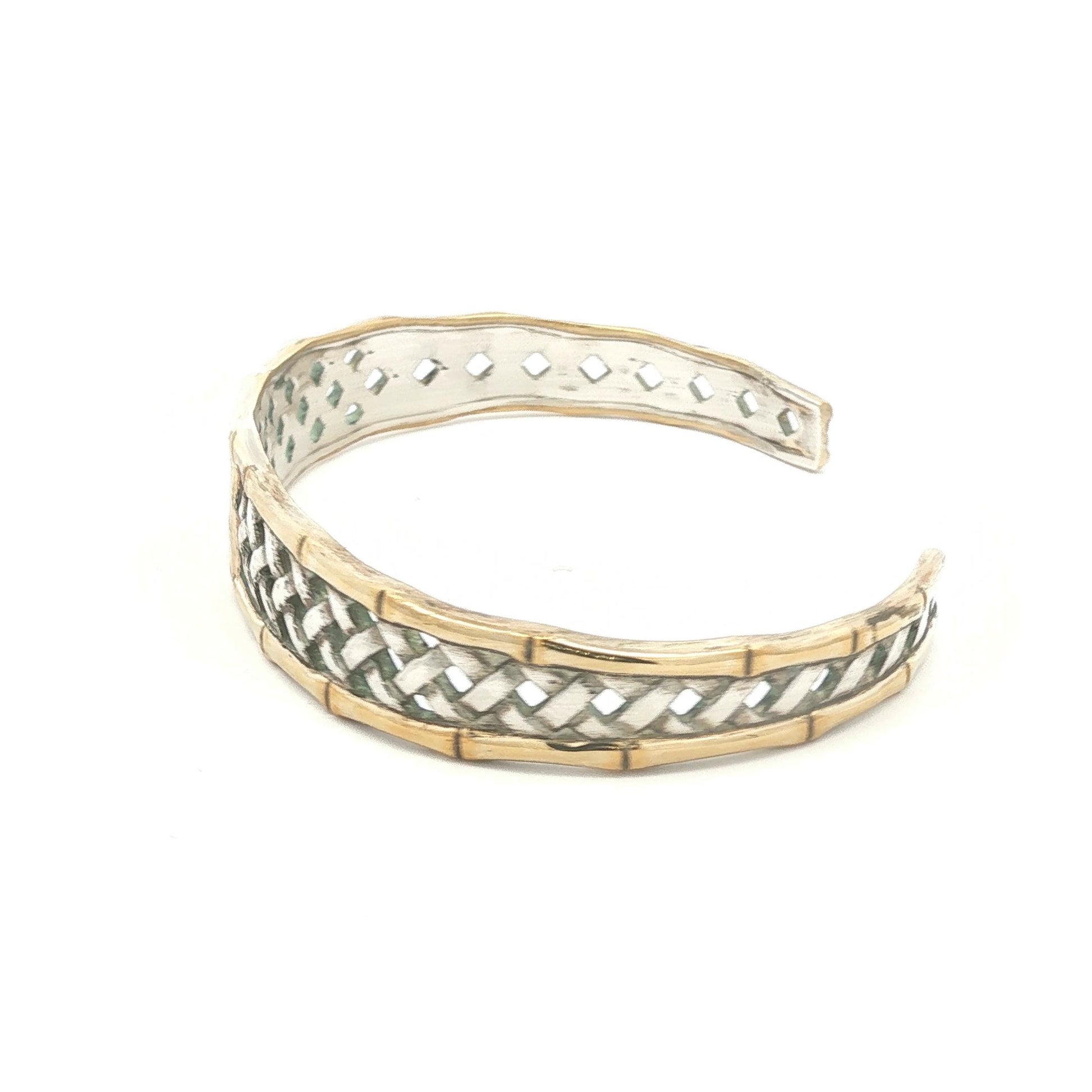 Vintage International Sterling and Gold-plated Basket Weave Cuff Bracelet