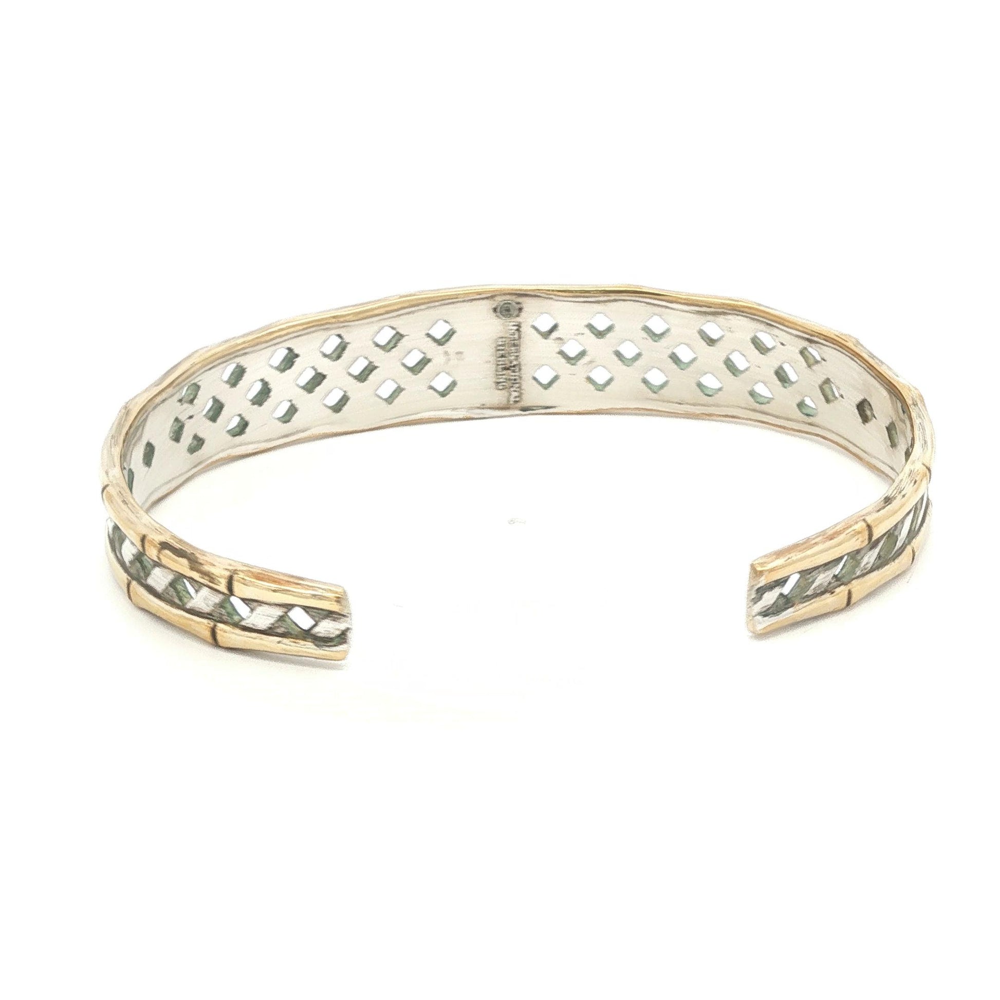 Vintage International Sterling and Gold-plated Basket Weave Cuff Bracelet