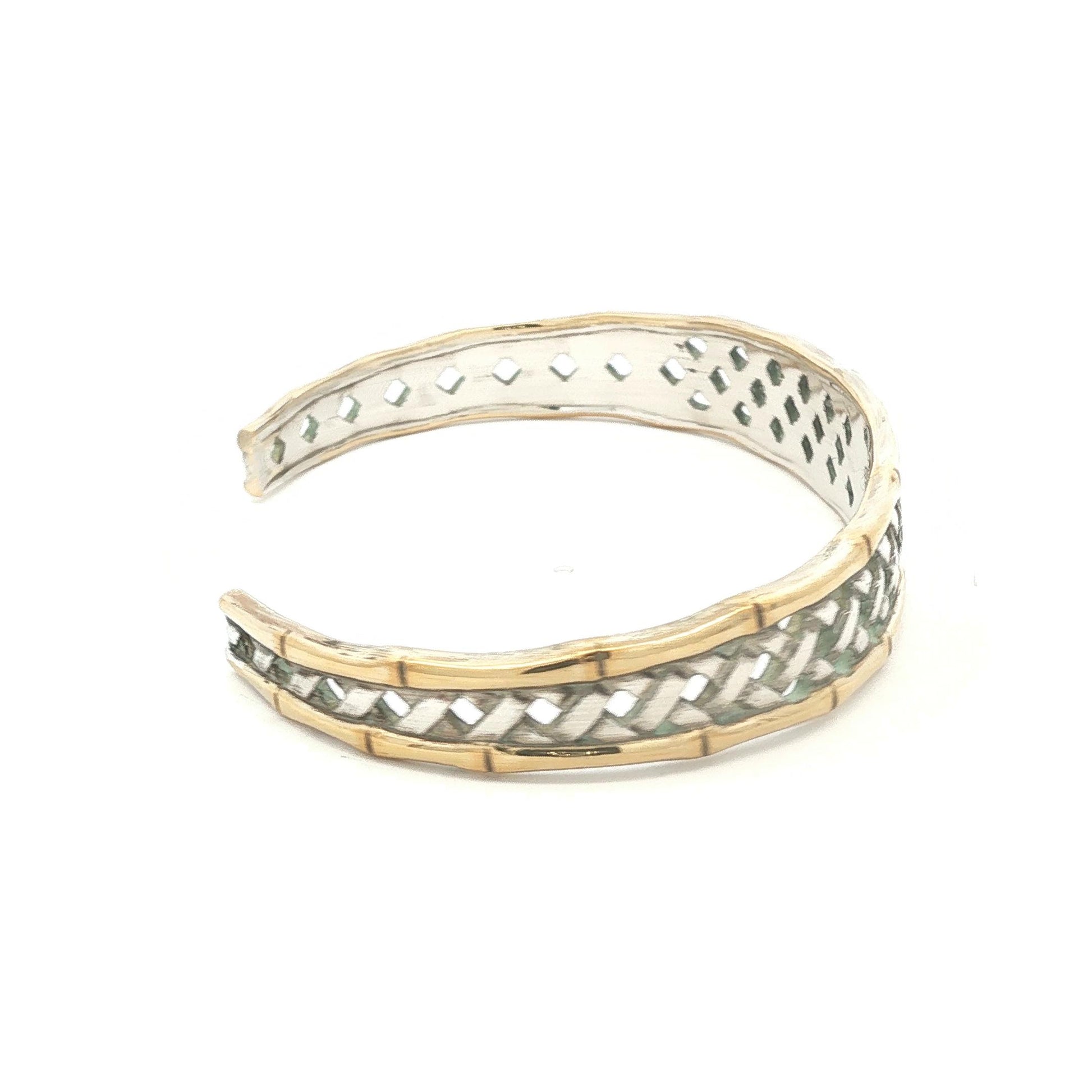 Vintage International Sterling and Gold-plated Basket Weave Cuff Bracelet