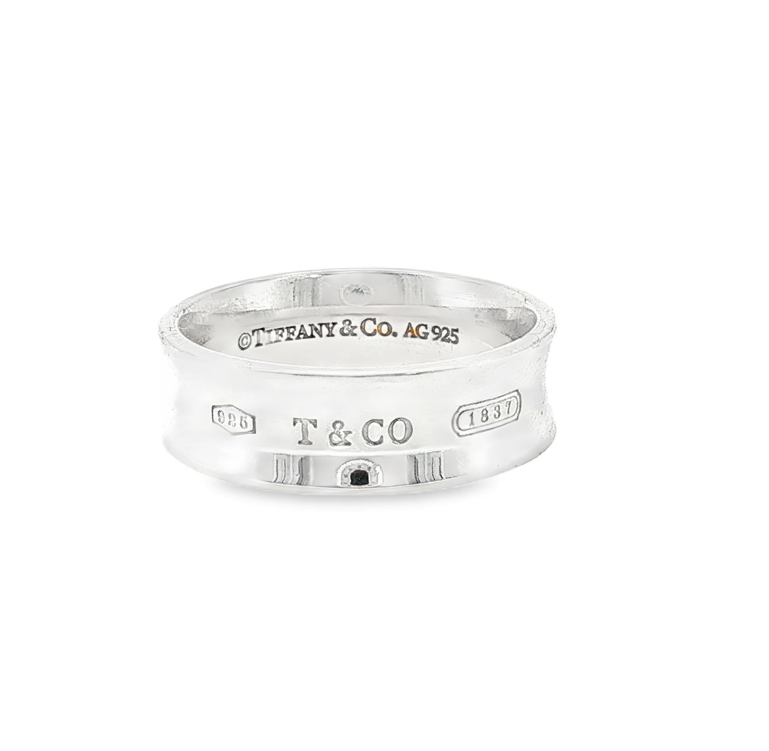 Modern Sterling Tiffany and Co. 1837 Medium Band Ring