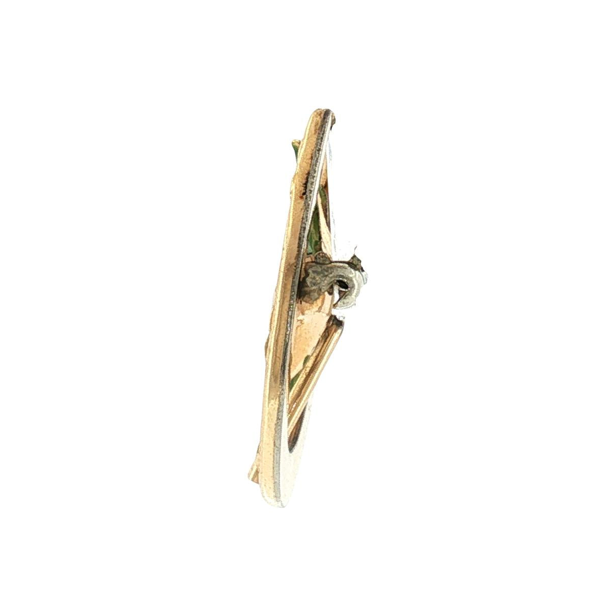 1960's Yellow Gold Filled Krementz Horseshoe and Enameled Shamrock Pin