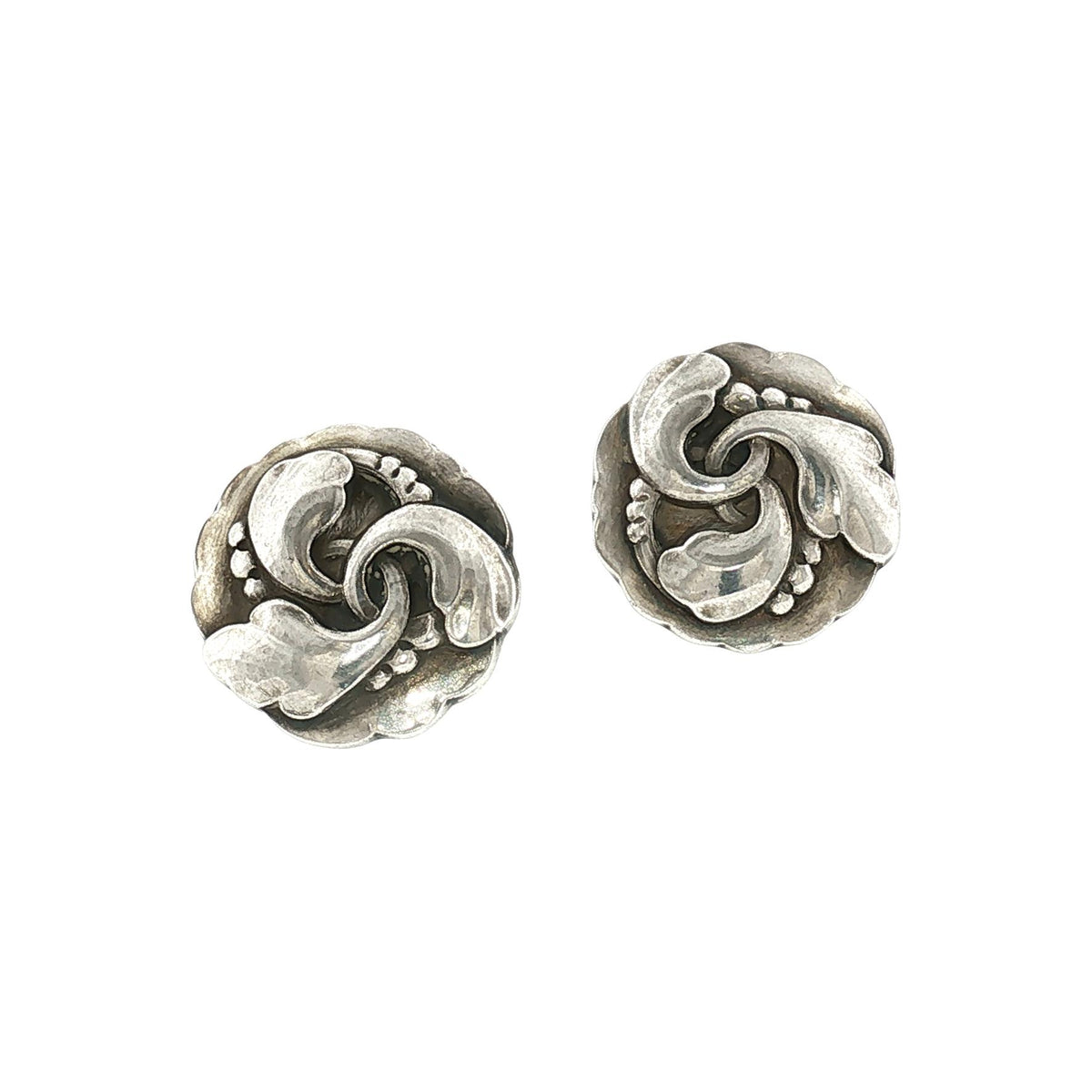 Mid-Century Sterling Georg Jensen #93 Tulip Non-Pierced Earrings