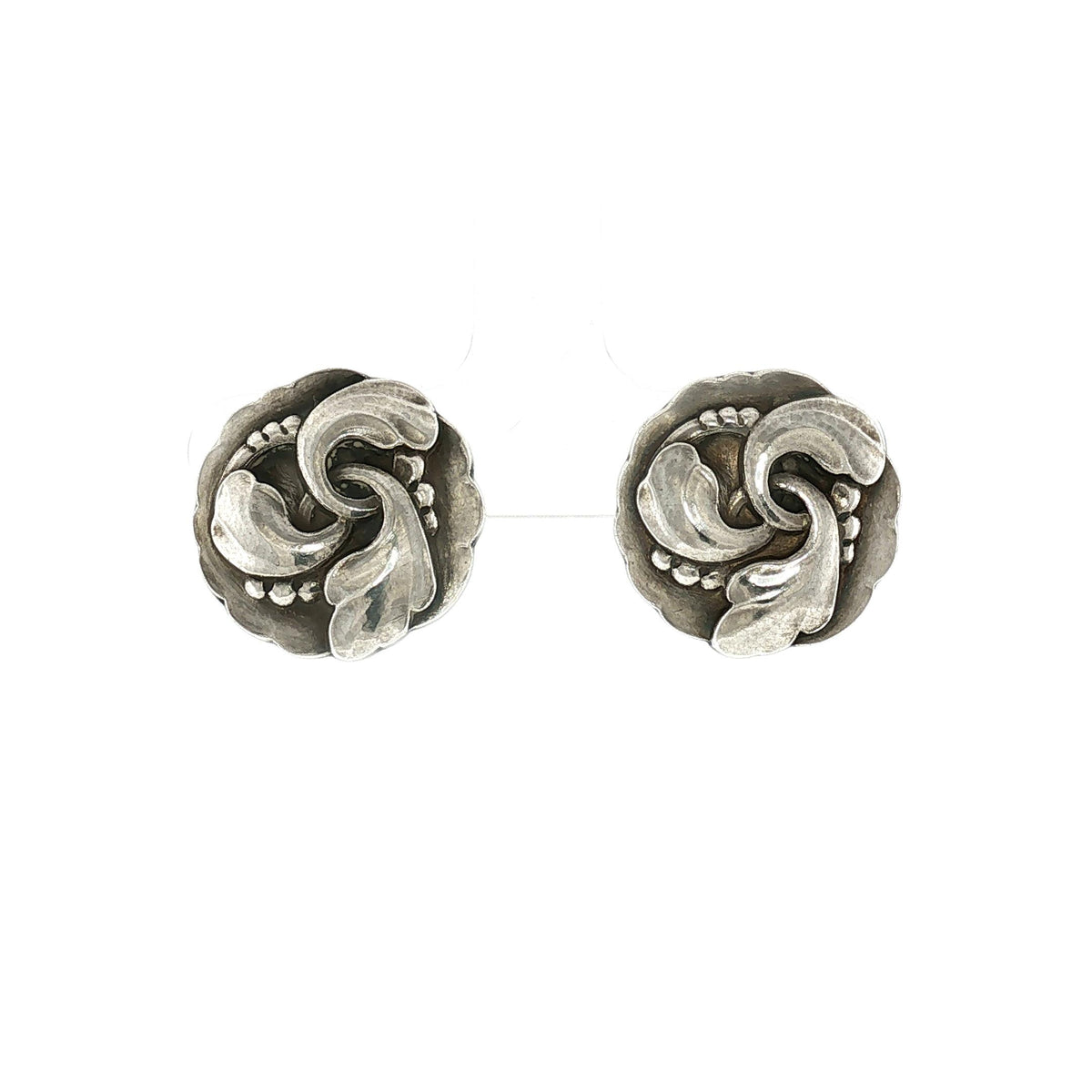 Mid-Century Sterling Georg Jensen #93 Tulip Non-Pierced Earrings