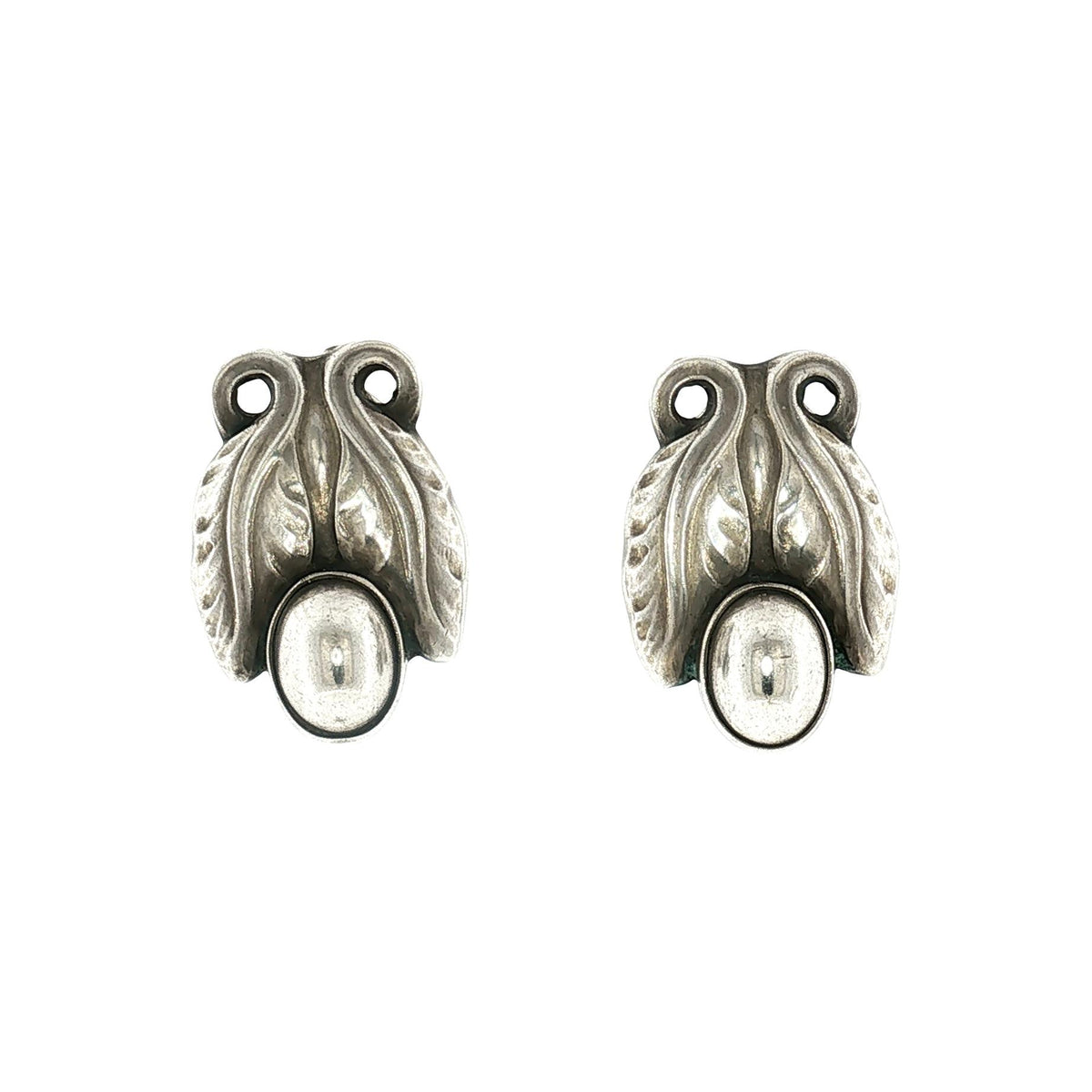 Mid-Century Sterling Georg Jensen #108 Blossom Clip Earrings