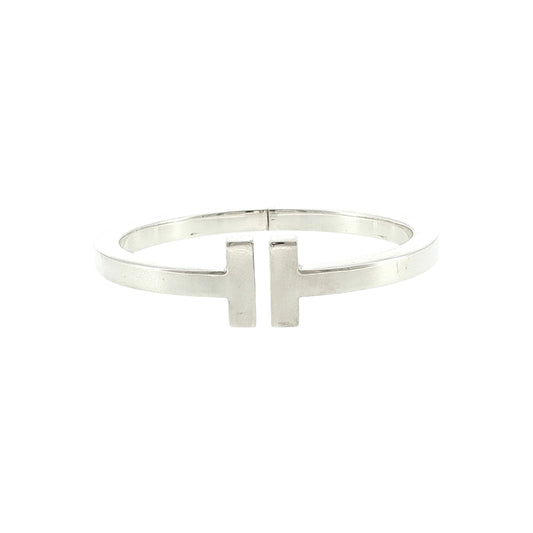 21st-Century Tiffany and Co. Sterling Square T Hinged Bracelet